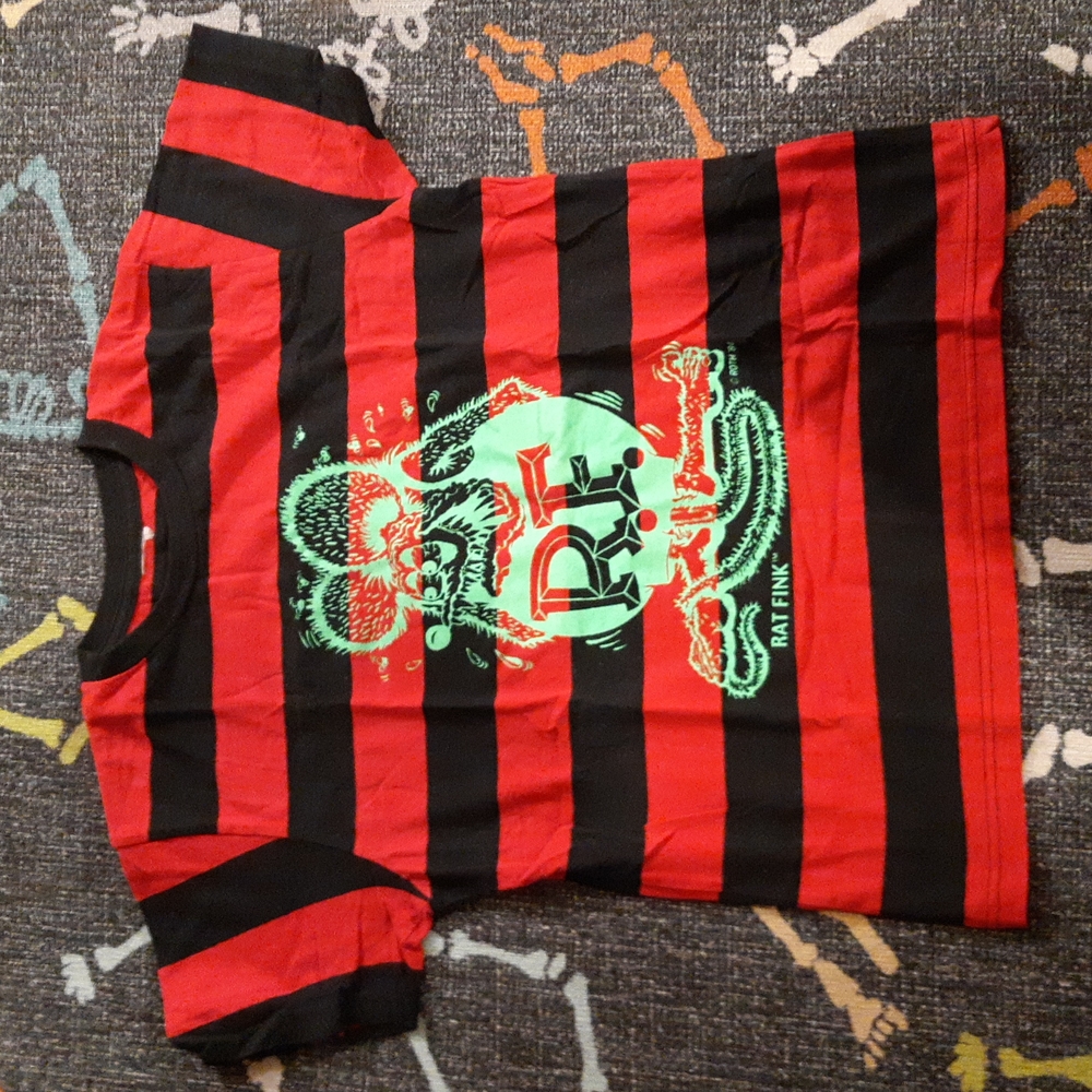 RatFink official red striped shirt, Small Good condition